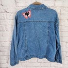 Vintage Jean Jacket Butterfly Floral Boho Hippie Patchwork Artsy Funky 90s Large