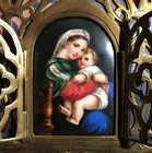 Vintage French Brass Piece  Madonna And Child W  Altar Doors  15 5  Wall Plaque 