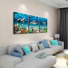 Large Canvas Art - Blue Ocean Sea Turtle Wall Painting Set Of 3 For Living Ro   