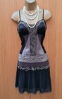 Uk 10 Karen Millen Vintage Black Silk Beaded Gatsby 20 s Flapper Mini Dress