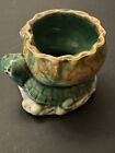 Vintage Majolica Turtle Ceramic Planter