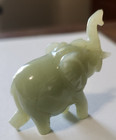Vintage-green Jade Elephant Miniture Figurine  hand Carved  Polished  Very Nice 