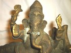 Antique Hindu God Ganesh Solid Bronze Reclining Statue Ganesha