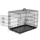 30  Dog Crate Kennel Folding Pet Dog Cage 2 Door Pet House With Tray Pan Black