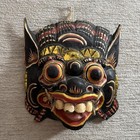 Vtg Balinese Folk Art Decor Barong Mask Wood Hand Carved   Hand Painted Rare Euc