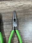 Snap On 3 Pc  Green Handle Plier Set Needle Nose  Wire Cutters And Pliers Read