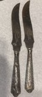 2 Antique Sterling Silver Handle 6 5    Paring Knives Wreath Pattern Lesco Brand