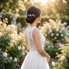 Women Crystal Rhinestone Flower Pattern Hair Spring Clip Hairpin Dark Blue