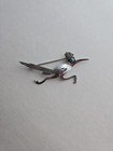 Vintage Native American Roadrunner Sterling Silver Turquoise Eye Pin