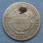 1924 Costa Rica 25 Centimos Silver Coin - Cleaned  Filled Hole