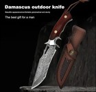   Fixed Blade Hunting Knife Hand Forged Wooden Hand Leather Sheath