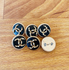 Stamped Lot Of 6 Designer Rhinestone Gold Button 20mm