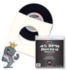 Bcw Paper Record Sleeves 45 Rpm - Sq Corners - With Hole 50ct Free Ship