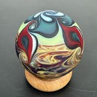 Handmade Contemporary Art Glass Marble 1 77  Sandblasted Swirls   Pinwheel Mib