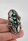 Huge Vtg Navajo Sterling Silver Royston Turquoise Detailed Stamped Ring 2 1 8 