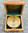 Vintage Brass Brunton Compass   With Leather Case - 3 Inch Dial   Navy Gift
