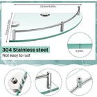 2pcs Glass Corner Shower Shelves  Wall Mounted Tempered Glass Bathroom Shelves
