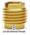 E-z Lok P n 400-4  1 4-20 Threaded Brass Insert For Wood  25 Pieces 