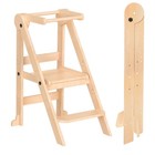 Foldable   Adjustable Kids Step Stool Wooden Learning Tower With 3 Height Level