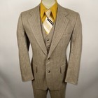 Vintage 70s Suit 3 Piece Mens 40 Jacket 32 31 Pants Flare Leg Vest Leisure Disco