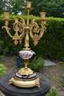 Vintage 70s Porcelain Cobalt Blue Candelabra Candle Holder Satyr Heads