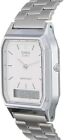 Casio Aq-230a-7d Silver  Core White Dual Time Stainless Steel Band Watch Aq230a