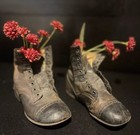 Antique Pair Of Early 1900 s Childs Shoes Boots Leather Lace Up Unique Decor