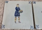Lot Of 3 Antique Dutch Delft Makkum Polychrome Tiles 20th Century Marked Signed