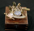 Nautical Antique Brass Working Vintage German Marine Sextant With Wooden Box