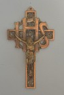 Antique Vintage Art Deco Filigree Wall Crucifix Cross Jesus Gilded Ornate