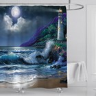 Coast Shower Curtain Bathroom Rug Set Thick Bath Mat Non-slip Toilet Lid 