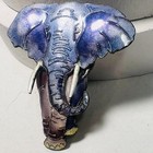Zarlite Elephant Brooch Pin Enamel Blue Purple Figural Zoo Safari Silver Plated