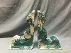 Pair Antique Wood Corbel Roof Bracket Victorian Shabby Green Old Vtg Chic 68-25b
