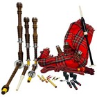 Scottish Highland Bagpipe Natural Rosewood Royal Stewart Tartan With Free Bag