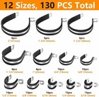 80pcs Rubber Cushion Insulated Clamp Stainless Steel Cable Clamps Assortment Kit