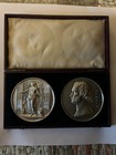 Rare 1800s Set Of 2 Crystal Palace London Metallic Medals In Original Box