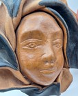 Vintage Folk Art Haitian Leather Mask Face Sculpture Tribal Wall Art Hanging