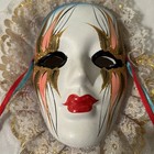 Vintage Hand Painted Ceramic Mardi Gras Mask 5 X 3-1 2