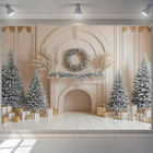 Christmas Backdrop 10x8ft White Classic Interior Room Fireplace Photography Back