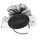 Women Fascinators Hat Hair Clip Feather Flower Pillbox Hat With Veil Wedding