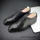 Brogue Men s Formal Shoes Round Toe Dress Leather Wing Tip Oxfords Lace Up Size