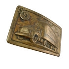 Antique 1940s Brass Big Rig Winged Metal Belt Buckle