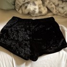 Popplaza Women s Black Velvet Athletic Shorts S Elastic Waist Pull On Summer