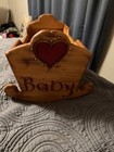 Handmade Wooden Baby Doll Rocking Cradle Vintage