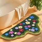 Green Moss Bath Runner Rug 24x47 Boho Leaf Shaggy Non Slip Absorbent Shower Mat