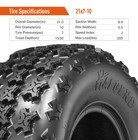 2 Pack 21x7-10 Atv Tires 4pr 21x7x10 Knobby Mud Trail All Terrain Front Tire Set