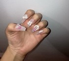 Pink Fake Nails With Butterfly Decor Durable 