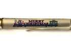 Merry Christmas Floaty Pen Moving Train Santa Claus Snowman Holiday Town Vintage