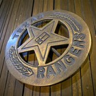Texas Rangers Solid Brass Round Badge  1 75  Round 