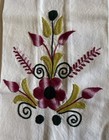Vintage Pair Of New Hand-embroidered Floral Tea Towels - Absolutely Beautiful 